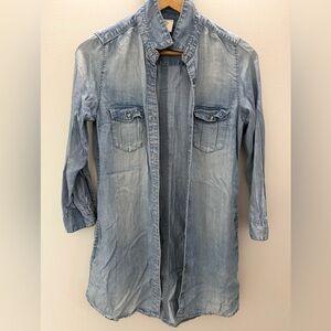 H&M Light Blue Denim Button-Front Casual Shirt Jacket